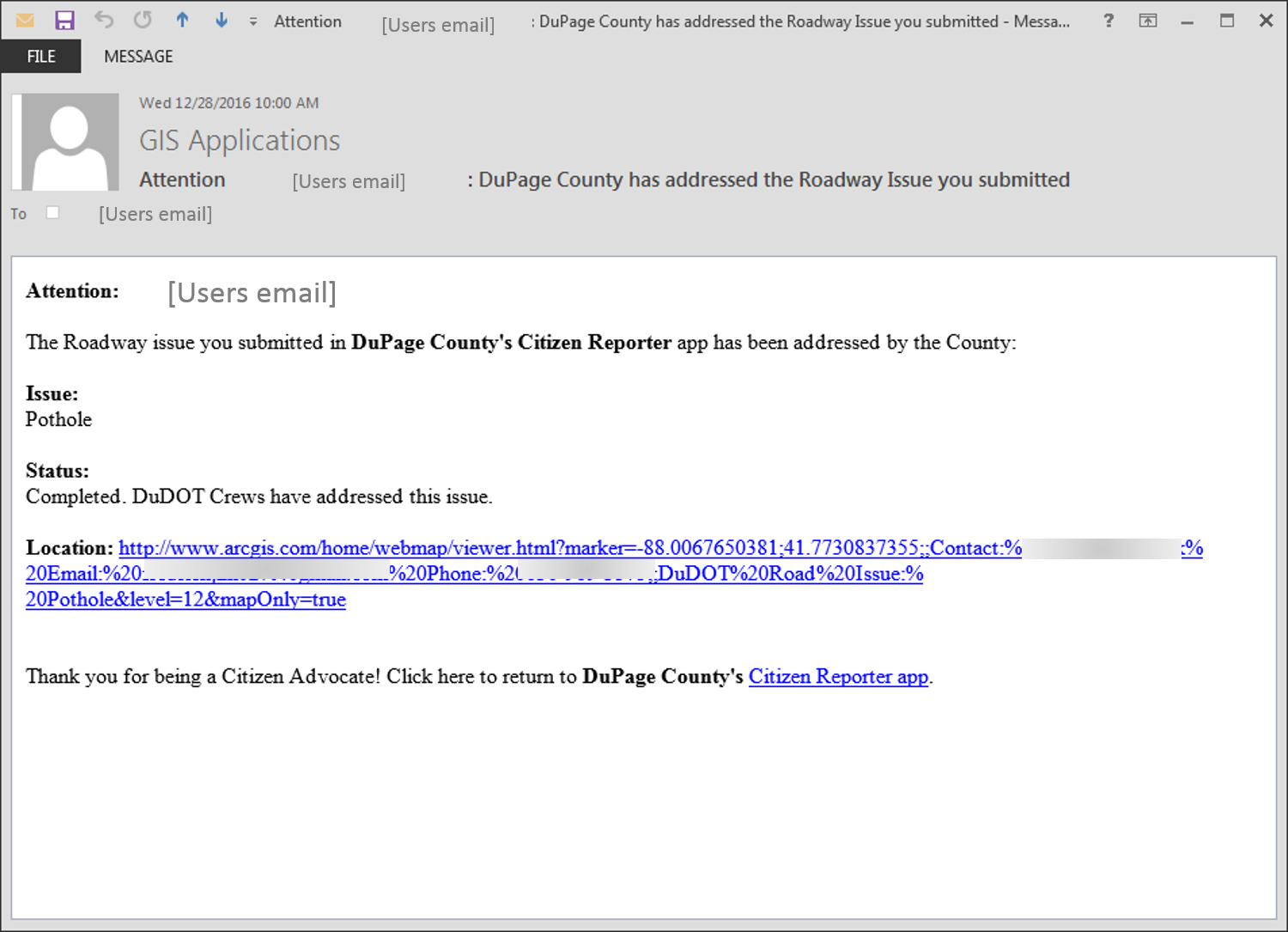 user email completed by dudot