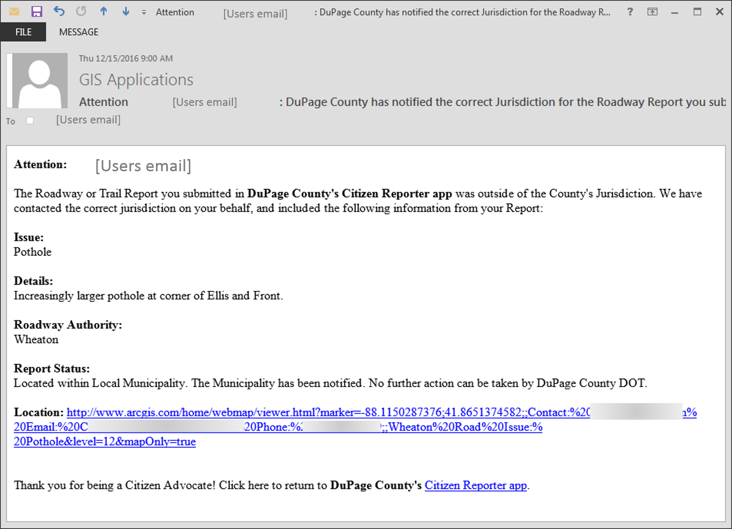 user email participating agency