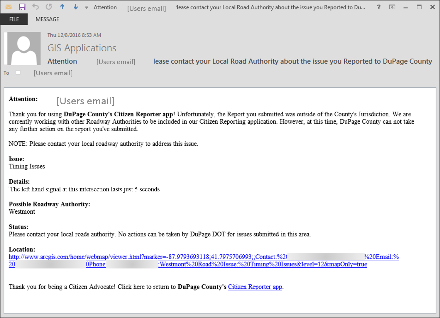 user email non-participating agency